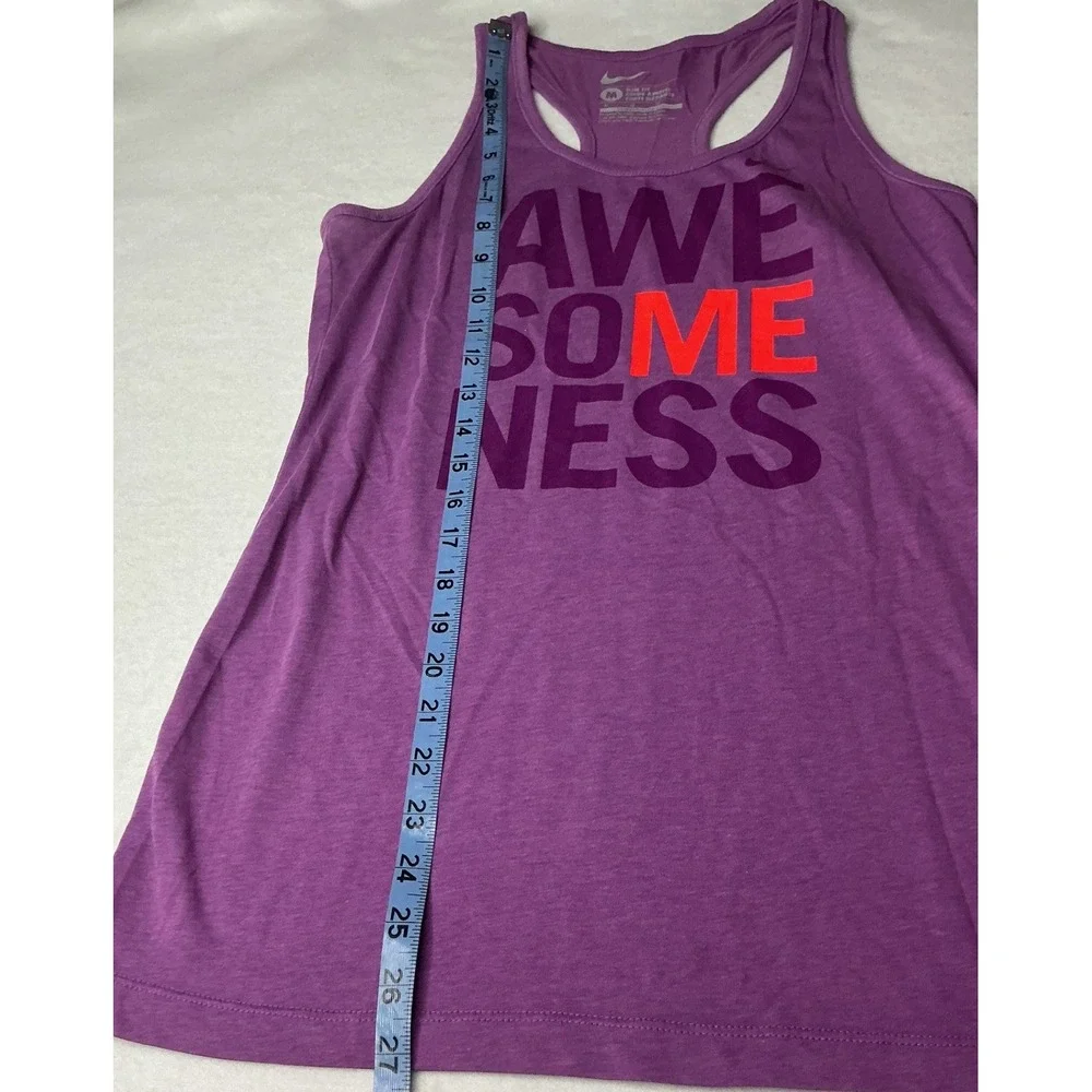 Nike Womens Awesomeness Graphic Racerback Tank Top Purple Medium Slim Fit